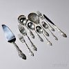 Gorham "La Scala" Pattern Sterling Silver Flatware Service, Providence, early to mid-20th century, twelve each: dinner forks, hollow di