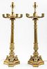 Charles X Gilt Brass Candelabra Lamps, Pair