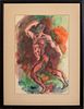 Julio Chico 'Nude Man' Ink & Watercolor on Paper
