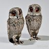 Pair of Elizabeth II Sterling Silver Owl-form Shakers