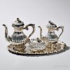 Three-piece Austrian .800 Silver Tea and Coffee Service with Associated Silver Tray