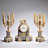 Louis XVI-style Three-piece Clock Garniture
