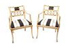 * A Pair of Regency Style Painted Armchairs Height 31 1/2 inches.