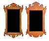 Two American Chippendale Style Mahogany Mirrors Height of larger 27 x 16 inches.