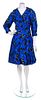* An Oscar de la Renta Royal Blue Floral Skirt Ensemble, Size 8.
