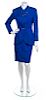 A Thierry Mugler Royal Blue Wool Skirt Suit, Size 40.