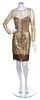 * A Bill Blass Gold Lace Dress, Size 6.