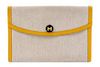 * An Hermes Cream Toile and Yellow Leather Rio Clutch, 8.5" x 6" x 1.5".