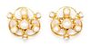 A Pair of Chanel Faux Pearl and Goldtone Earclips, 2" x 2".