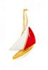 A Trifari Red and White Enamel Sailboat Brooch, 2.5" x 1.5".