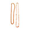 TWO CORAL BEAD NECKLACES