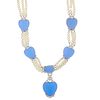 BLUE CHALCEDONY, DIAMOND, PEARL & WHITE GOLD NECKLACE