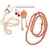 COLLECTION OF PEARL & CORAL JEWELRY