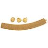 YELLOW GOLD JEWELRY FOUR PIECE ASSEMBLED SUITE
