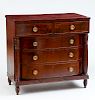CLASSICAL CARVED MAHOGANY AND FIGURED MAHOGANY CHEST OF DRAWERS, SCHOOL OF JOSEPH BARRY, PHILADELPHIA, C. 1820