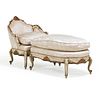 ITALIAN ROCOCO STYLE PAINTED AND PARCEL GILT CHAIR