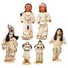 AMERICAN INDIAN HIDE, CLOTH AND BEADED DOLLS