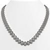 34.72 ctw Oval Cut Diamond Micro Pave Necklace 18K White Gold