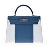 HERMES Kelly flag 32 2WAY bag outer stitch Blue thalasso