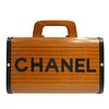 CHANEL CC Logos Cosmetic Vanity Hand Bag Box Brown Black Wooden 3986382