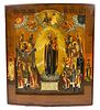 Antique 18th C Russian Icon of God Mother & Saints