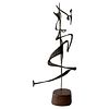 1963 G. Aron Abstract American Modernist Iron Sculpture on Wood Base