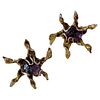 Arthur King Sterling Silver with Gold Wash Raw Amethyst Star Flower Earrings