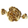 Cartier 18K Gold Diamond Rose Flower Brooch and Earrings Set