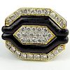 Vintage Art Deco style approx. 1.80 Carat Round Brilliant Cut Diamond, Black Onyx and 18 Karat Yellow Gold Ring.