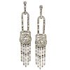 Fine Quality Art Deco Approx. 10.50 Carat Diamond and Platinum Chandelier Earrings.