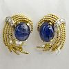 Pair of Lady's Vintage Star Sapphire and 14 Karat Yellow Gold Earrings.