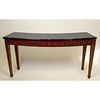 Mid-Century Italian Carved and Painted Wood Curved Console With Faux Marble Painted Stone Top.