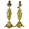 Pair of Antique Victorian French Figural Brass Lamps.