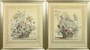 Two (2) 20th Century Hand Colored Engravings "Still Life with Flowers in Basket".