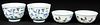 Four Chinese Porcelain Cups, Markings