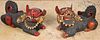 Pair Large Carved Wood Foo Dogs