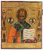 Antique Russian Icon, 19th c., St. Nicholas