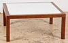 Parsons Style Coffee Table Milk Glass Top