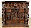 Vargueno Spanish Carved Figural Cabinet, 17th/18th C