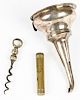 Antique Sterling Funnel and 18th c. Corkscrew