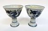 Pair Of Blue & White Wine Cups