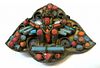 Chinese Coral And Turquoise Brooch