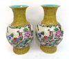 Pair Of Vases Embossed With Bird Design