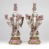 A pair of Sevres-style porcelain candelabra