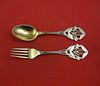 Christmas by A. Michelsen Sterling Silver Fork and Spoon Set 2pc 1918 Mistletoe