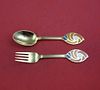 Christmas by A. Michelsen Sterling Silver Fork and Spoon Set 2pc 1971 Vermeil