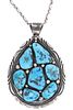 Navajo Kee Montoya Silver Turquoise Large Necklace