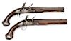 Early Pair of Silver-Mounted Flintlock Pistols by Barbar 
