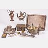  English and French Sterling Silver and Silver Plated Serving and Decorative Items, 