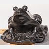 A Cast Metal Frog Form Garden Sculpture